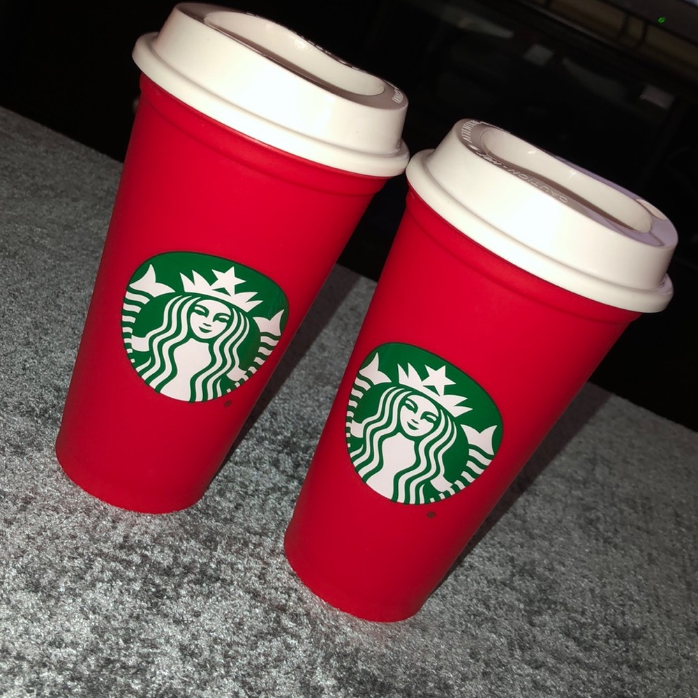 Starbucks red reusable holiday cup